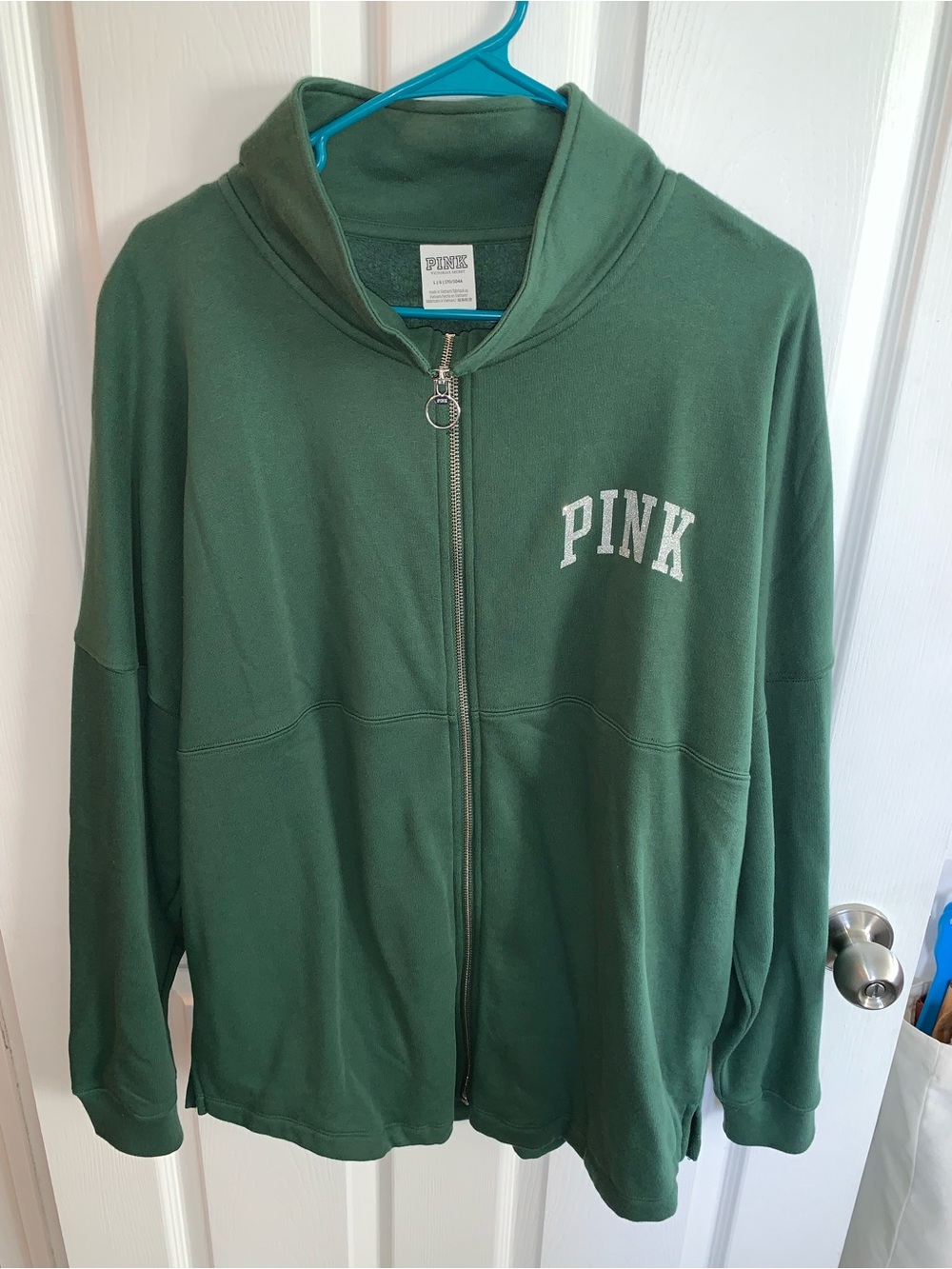 PINK Victoria's Secret Forest Green Full-Zip Jacket-NWOT